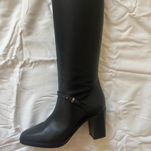 Gucci Rosie Knee High Riding Boots Black Leather